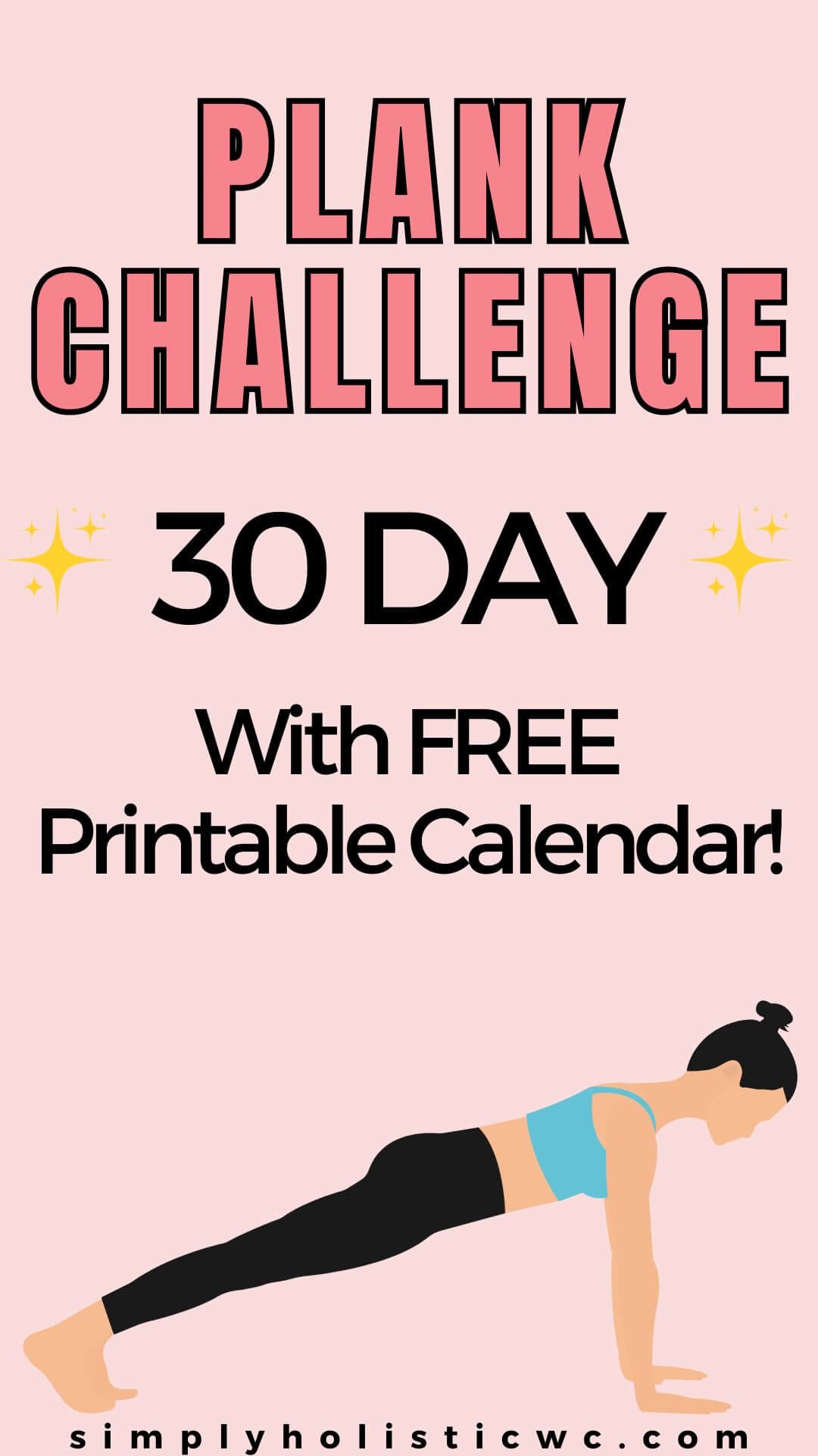 30-Day Plank Challenge for Beginners | Free Printable. woman doing a plank